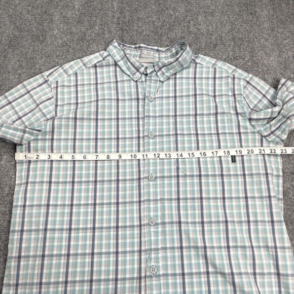 Columbia Shirt Mens Size Large Short Sleeve Button Front Blue Green Plaid - Picture 6 of 8